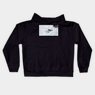 Gull Standing On The Winter Snow Kids Hoodie